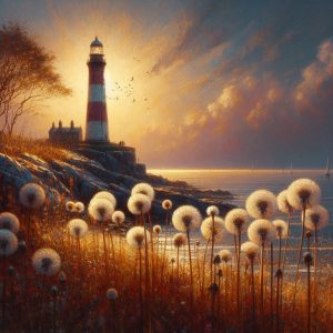 Contemporary Realism style landscape painting inspired by Lighthouse Dandelions by Jamie Wyeth2