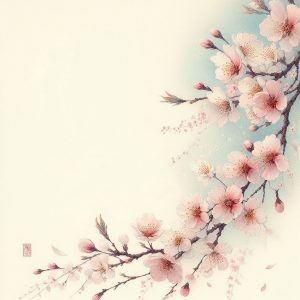 a Japanese drawing cherry blossoms and spring breeze