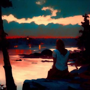 A girl from behind watching a distant view